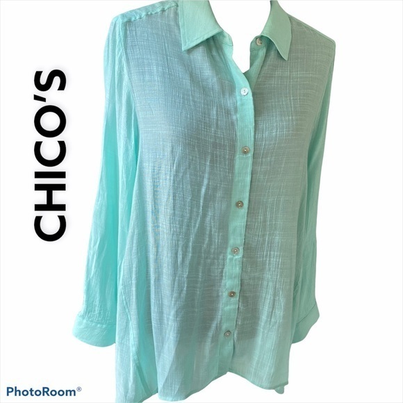 💚CHICO’S SEA FOAM GREEN TOP💚 - Picture 1 of 9
